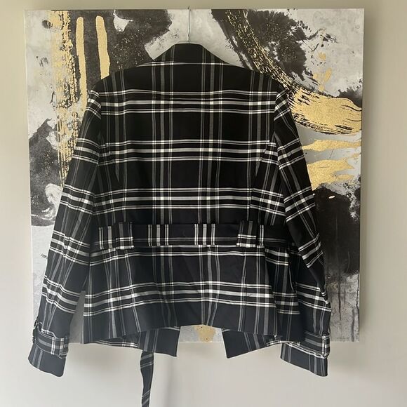 Jones New York plaid  Jacket Size small Women’s Black White Blazer Preppy - Picture 6 of 6